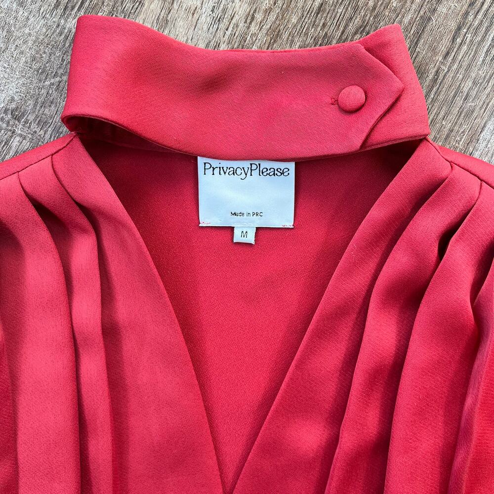 Revolve Privacy Please Satin Romper Red Neckline Closure - Picture 5 of 8